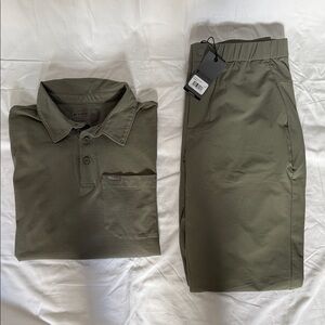 FigsPro Men’s Olive Green Polo Shirt and Pants Set